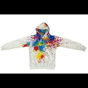 Spray Paint White Silk Hoodie